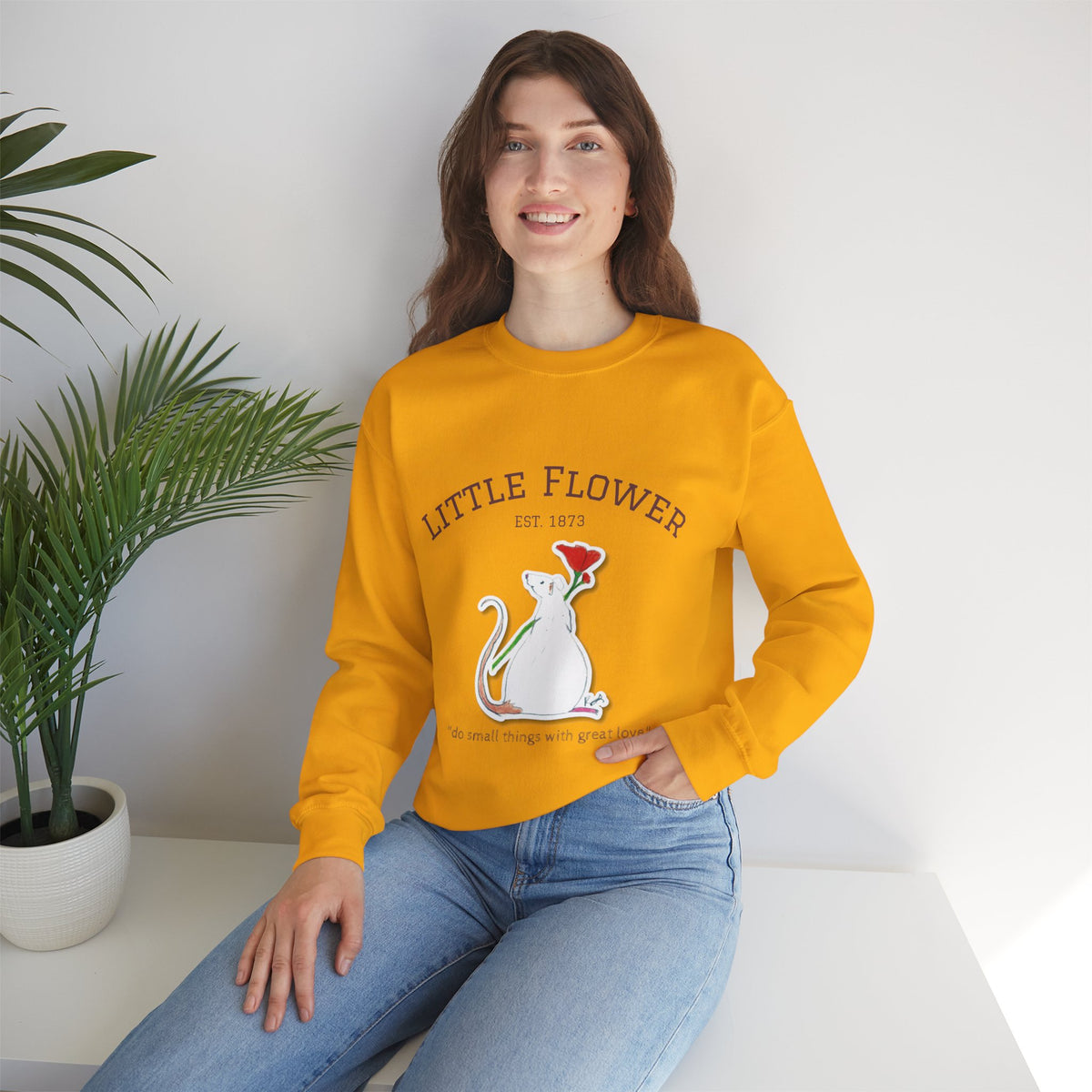 Cozy St. Thérèse, The Little Flower, Cozy Mouse Sweatshirt